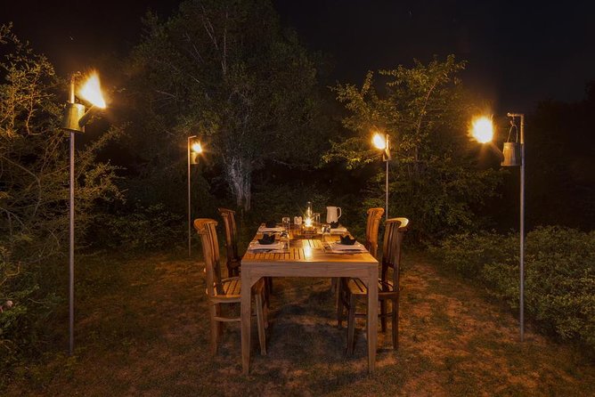 All Inclusive Leopard Nest Treehouse Safari in Yala - Leopard Nest at night: treehouse comfort meets campfire energy